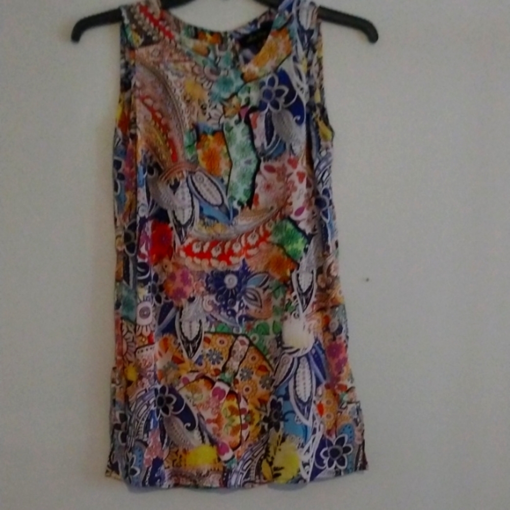 Colorful  Sleeveless Top with Side Slits